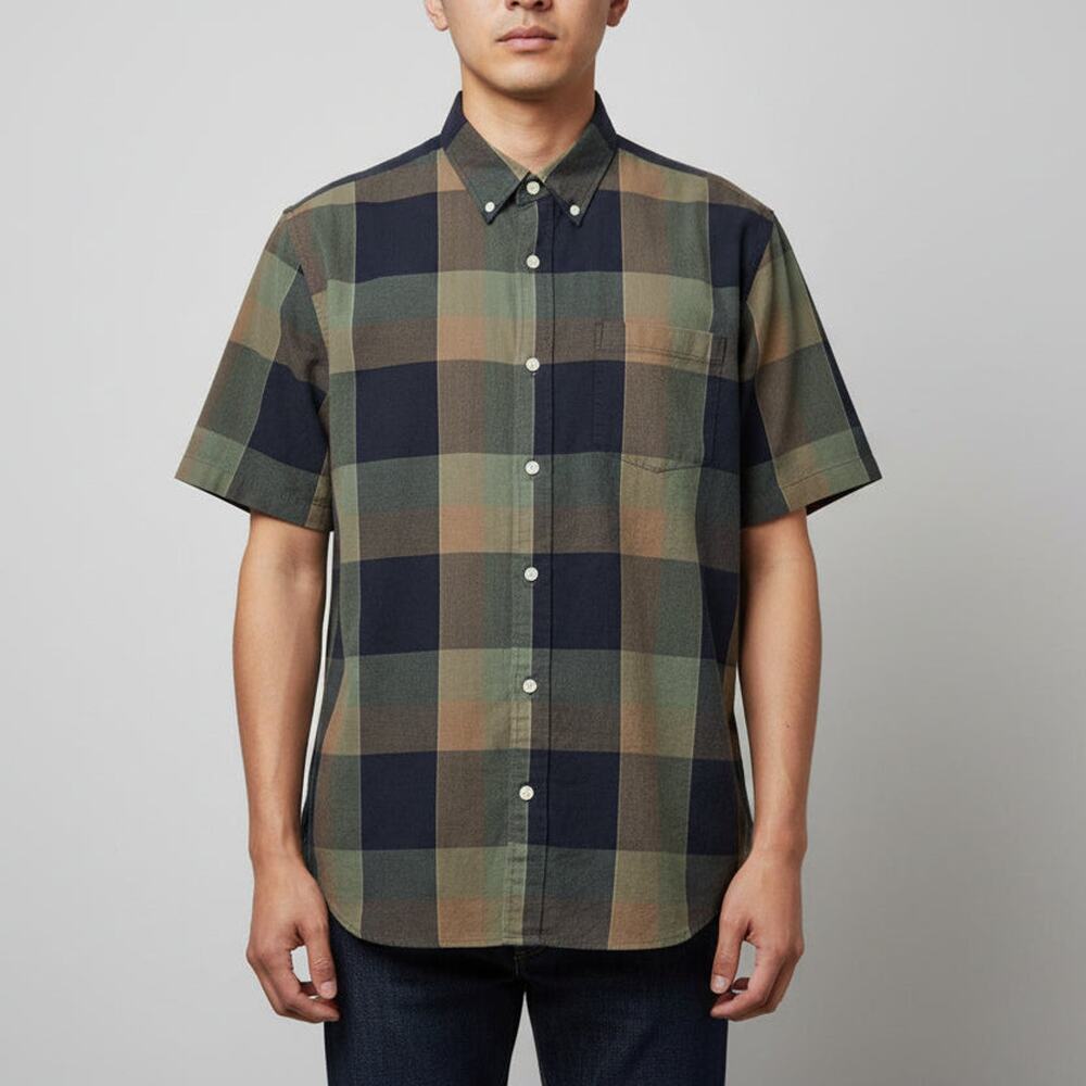 Outerknown Men’s XL Green Plaid Cotton Button-Down Shirt